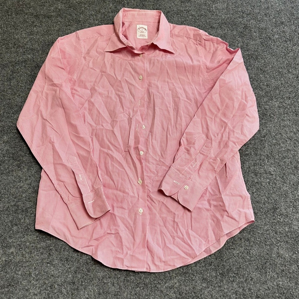 Brooks Brothers Shirt Womens Size 12 Pink Gingham Cotton Classic Fit Button Down